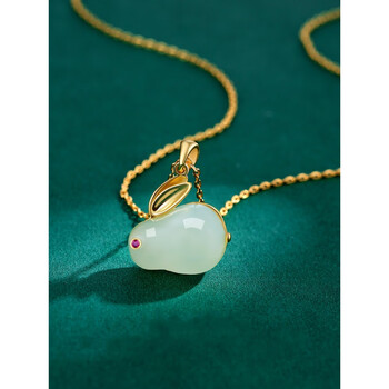 玉兔吊坠故宫银项链女夏轻奢小众锁骨链感礼物女友 吉祥玉兔项链