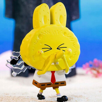 labubu拉布布海绵宝宝系列盲盒popmart泡泡玛特摆件潮流玩具鼻笛拆盒