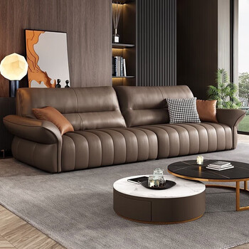 酷比得网红款真皮沙发小户型家用沙发轻奢现代极简沙发意式直排沙发