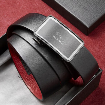 jaguar捷豹轻奢时来运转皮带红腰带本命年真牛皮自动扣皮带男父亲节