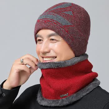 【京东精选】羊毛帽子中老年男士帽冬季护耳保暖毛线帽加绒加厚针织