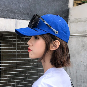 韩国飞行员眼镜棒球帽男女时尚潮人眼镜鸭舌帽子墨镜嘻哈帽子 藏蓝色