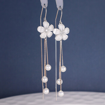 赢夫人韩国气质s925纯银花朵珍珠耳环花瓣超仙优雅甜美耳坠女耳饰228