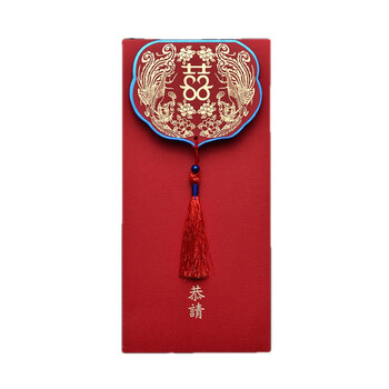 婚礼请帖纸质婚礼婚宴请柬简约喜帖邀请函2022国潮国风清新中国风凤冠