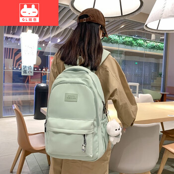 凡小熊双肩包女2022新款背包大容量韩版简约纯色女生初中学生高中书包