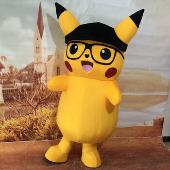 皮卡丘人偶服装来图定制卡通服装人穿行走cos玩偶服熊本熊人偶装 带帽