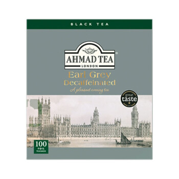英国亚曼AHMAD伦敦低咖啡因伯爵红茶100片deeaffeinated earl grey tea