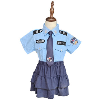 小警察衣服帽子小交警短裙职业角色表演电动玩具枪幼儿园六一 短袖