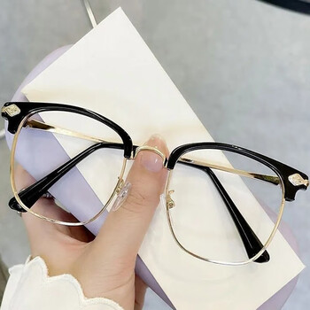 语莀男款潮流痞帅大框眼镜框女近视可配度数大脸眼睛框架 复古黑金框