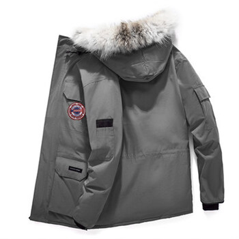 加拿大08远征 进口狼毛大鹅羽绒服 冬季男女情侣款外套 黑灰色【男女