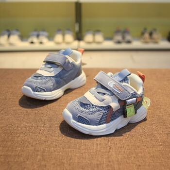 春季小幼童学步鞋透气轻盈软底男女宝宝鞋213021 牛仔灰 19码内长125