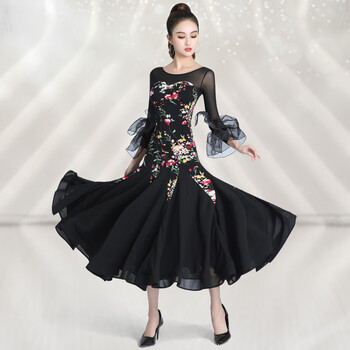 essui&co交谊舞大摆裙连衣裙女摩登舞练习裙国标舞新款摩登舞裙