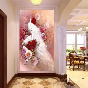 手工钻石画富贵孔雀贴钻十字绣客厅卧室满钻装饰画壁画 58*90cm