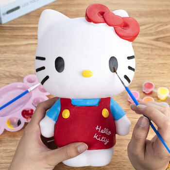 kitty 涂鸦存钱罐儿童手工绘画玩 背带裤kt猫