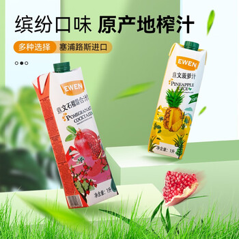 意文塞浦路斯原装进口果汁饮料果蔬汁饮品  1l*2瓶【口味需备注】