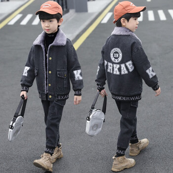 套装秋装新款时尚男孩牛仔外套牛仔裤两件套中大童男宝宝春秋冬季儿童