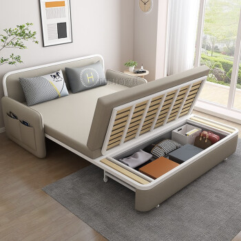 折叠沙发床单人 可折叠沙发床科技布多功能单人双人小户型储物推拉