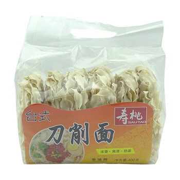 寿桃牌台式刀削面400g袋装非油炸煮食面早餐面