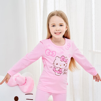 凯蒂猫（HELLO KITTY）儿童内衣家居服套装 女童圆领秋衣秋裤套装 KT01B09050 粉色 150cm