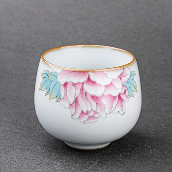 容山堂茗尚陶瓷彩绘茶杯家用大号汝窑品茗杯主人杯功夫茶具配件月白