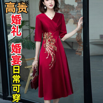 妙夕漫妈妈婚礼服时尚年轻婚礼妈妈装高档礼服高档旗袍年新款高端轻奢