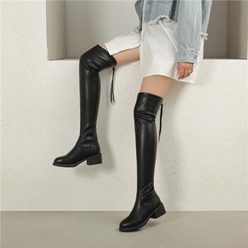 蒂乐奇(dileqi)高靴子女过膝盖马靴长靴女士冬长款到大腿长筒靴女女粗