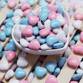 虎钢馋心形巧克力豆 彩色爱心形巧克力糖豆婚礼装饰糖烘焙用2000克