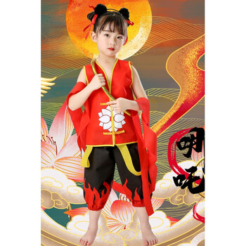 le)哪咤衣服儿童环保时装秀衣服幼儿手工亲子走秀服装男童哪吒演出服