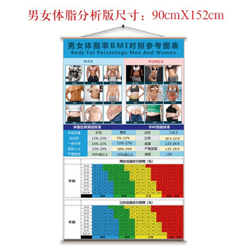 朗颂新版体态评估表体脂率对照表瑜伽健身私教便携挂式评估表免费加logo 新版男女体脂对照图0 9 1 52米贴式 图片价格品牌报价 京东