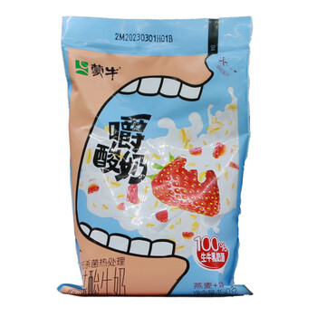 蒙牛嚼酸奶150g/袋 风味酸牛奶 燕麦草莓黄桃果粒酸奶早餐奶 燕麦