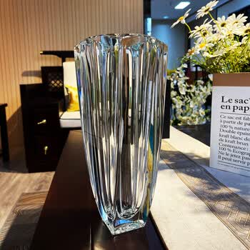 进口水晶花瓶波西米亚水晶玻璃花瓶水晶花瓶欧式装饰花瓶33cm高第3款