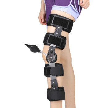 ober 可调膝关节固定支具支架 医用膝盖半月板前交叉韧带损伤术后康复护膝 B款（送气囊、背带 长度可调 左右通用）黑色 均码