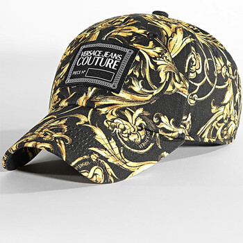 jeans couture/范思哲 男女同款蓝色巴洛克花纹饰棒球帽子 黑色eg89