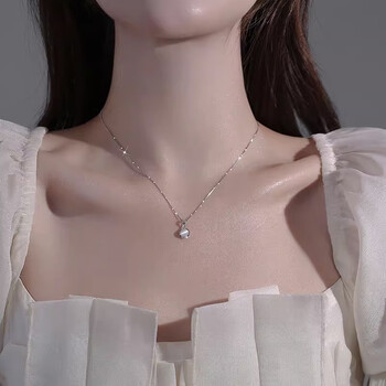 睿爸七夕礼物s925银猫眼石圆形吊坠项链设计感小众锁骨链轻奢锁骨链