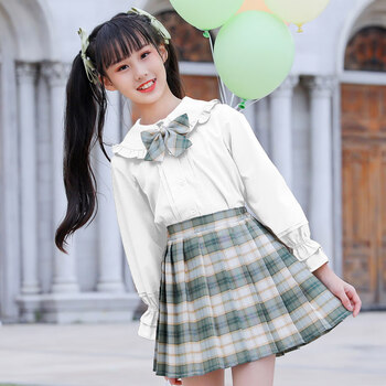 jk套装裙春秋中大童校服儿童秋季gk小学生学院风百褶裙子女 3680白色