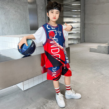 潮崖品牌2023儿童篮球服套装夏季男童球服小孩速干比赛训练服运动背心