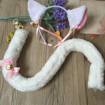 猫娘女仆cosplay猫耳朵头饰发卡发夹发箍猫尾巴猫爪手脖铃铛 白色发箍