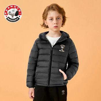 史努比  snoopy冬季2022新款童装男女中大童轻薄防风保暖羽绒服 黑色