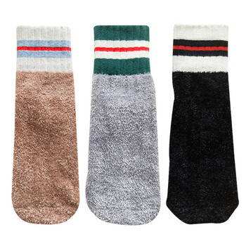 珊瑚绒长袜子女韩国冬天保暖加厚中筒袜韩版学院风百搭款 咖啡色 灰色