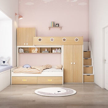 寝舒堡(sleep castle)寝舒堡儿童交错式上下床小户型带衣柜两层错位型