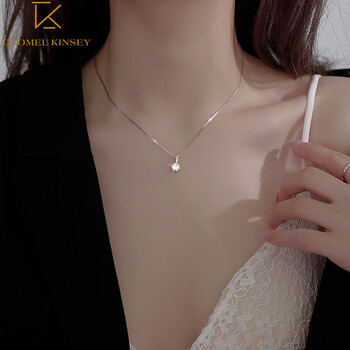 CHOMEL KINSEY925银莫桑钻石项链女设计感高级轻奢锁骨链送女友情人节七夕礼物 S925银单颗吊坠项链