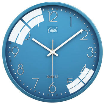 创意客厅静音钟表现代简约个性时钟卧室圆形立体字石英钟c2448 深蓝色