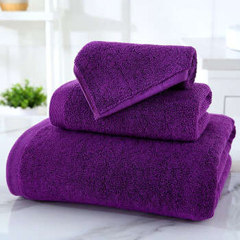 耐高温深色纯棉加厚加大火疗专用毛巾理发店头巾定制logo 紫色 50*80