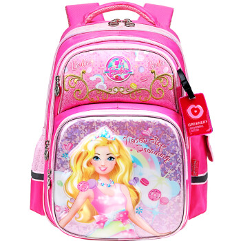 芭比（Barbie）书包女小学生书包 儿童书包卡通减负双肩背包休闲包 BB0417A桃红