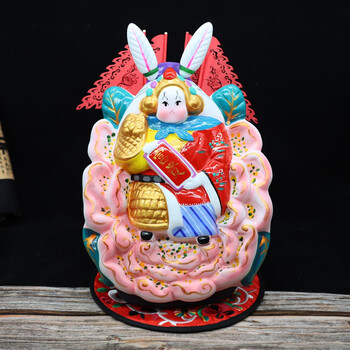 老北京兔儿爷摆件 毕业送同学生日礼物老北京兔爷虎生肖摆件手工泥塑