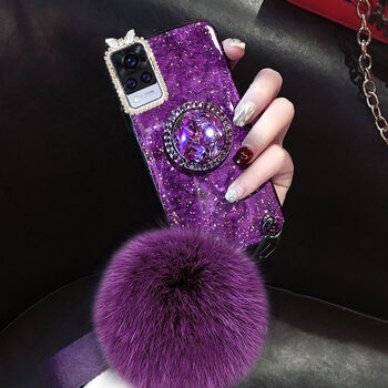 vivos9手机壳个性创意s9e全包网红s9新款毛球镶钻支架s9高档奢华镶钻