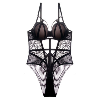 连体内衣n裤一体式蕾丝 性感纯欲黑色连体内裤塑身衣束身聚拢蕾丝内衣