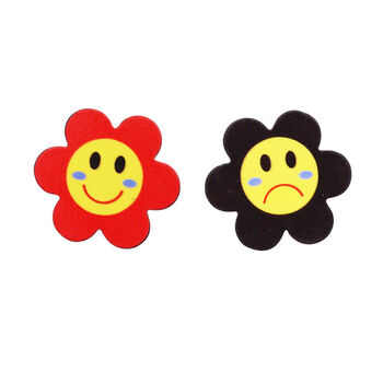 小红花磁性儿童奖励贴可爱花朵笑脸表情磁性贴花朵软磁奖励标记贴红色