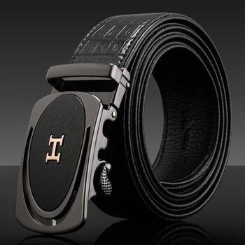 2019皮带男士自动扣真皮h字扣头圆扣牛皮腰带裤带百搭青年 605218 120