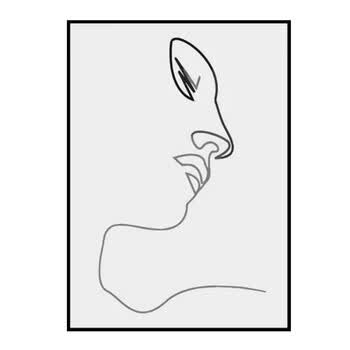 北欧极简人脸现代简约人像装饰画黑白线条挂画美女人物抽象壁画 现货